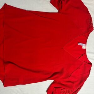 Vibrant Red V-Neck Top